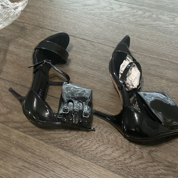 NWT BURJU Amante Thick Ankle Strap Heeled Sandals | Black | size 11 - Picture 8 of 13